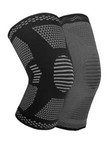 1入組條紋圖案運動膝蓋墊 - 黑色 - 查看 5