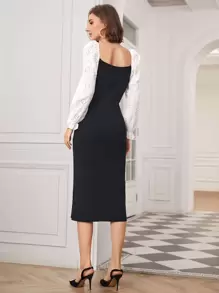 SHEIN Unity WOOL-MIX FITTED JUMPER DRESS - Black - View 2