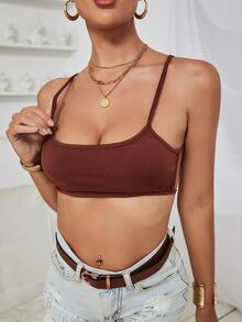 SHEIN Allurite Backless Crop Cami Top - Rust Brown - View 5