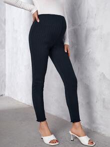 SHEIN Maternity Adjustable Waist Pants - Navy Blue - View 2