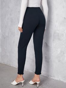 SHEIN Maternity Adjustable Waist Pants - Navy Blue - View 3