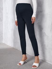 SHEIN Maternity Adjustable Waist Pants - Navy Blue - View 4