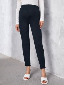 SHEIN Maternity Adjustable Waist Pants - Navy Blue - View 5