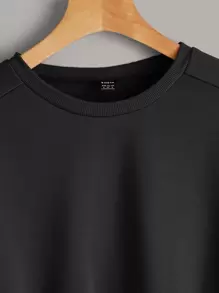 SHEIN EZwear 2pcs Solid Raglan Sleeve Sweatshirt,Long Sleeve Tops In Fall/Winter - Black and White - View 6