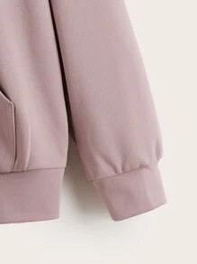 SHEIN 男孩字母圖案小袋口袋連帽衫