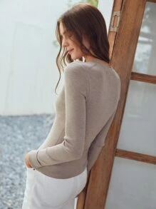 MOTF PREMIUM 100% MERINO WOOL SLIM RIBBED JUMPER - Grey - View 2