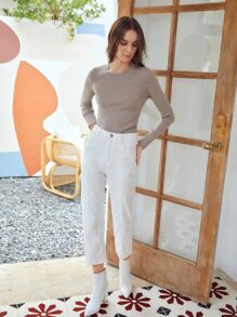 MOTF PREMIUM 100% MERINO WOOL SLIM RIBBED JUMPER - Grey - View 9