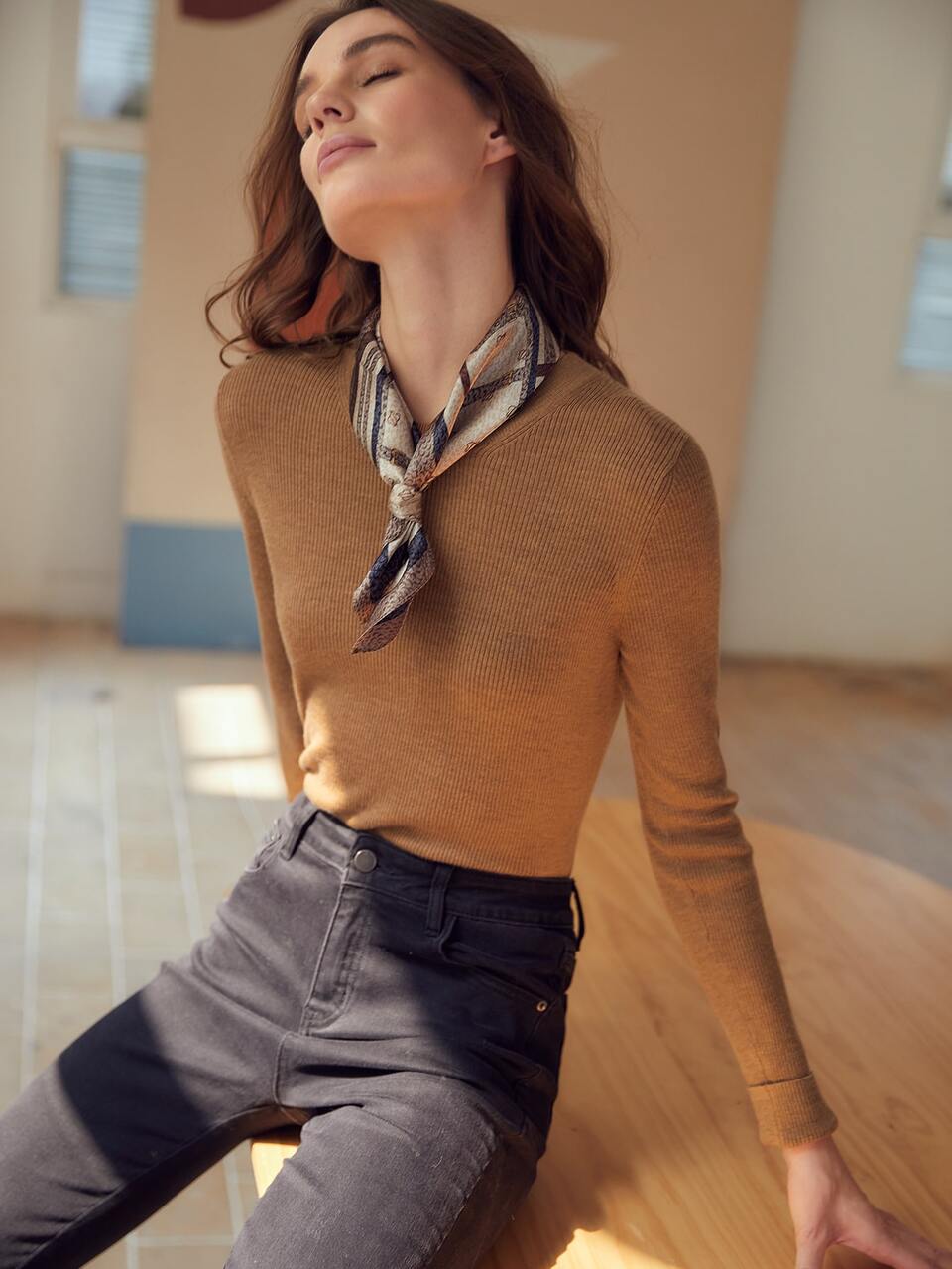 MOTF 100% MERINO WOOL SLIM RIBBED SWEATER