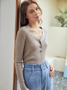 MOTF PREMIUM 100% MERINO WOOL SLIM RIBBED JUMPER - Grey - View 3