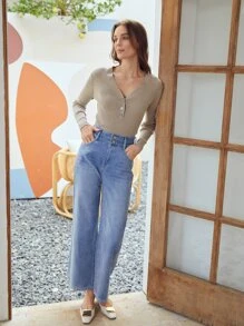 MOTF PREMIUM 100% MERINO WOOL SLIM RIBBED JUMPER - Grey - View 7