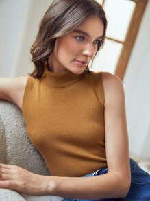 MOTF PREMIUM MERINO WOOL BLEND TURTLENECK KNIT TOP - Brown - View 5