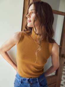MOTF PREMIUM MERINO WOOL BLEND TURTLENECK KNIT TOP - Brown - View 8
