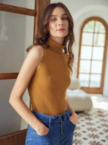 MOTF PREMIUM MERINO WOOL BLEND TURTLENECK KNIT TOP - Brown - View 9