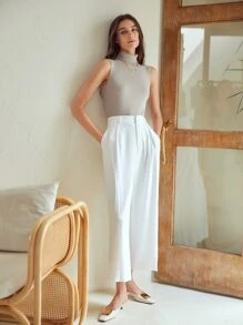 MOTF PREMIUM MERINO WOOL BLEND TURTLENECK KNIT TOP - Light Grey - View 6