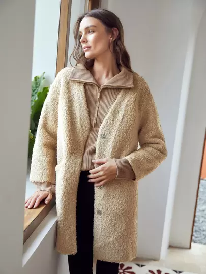 MOTF PREMIUM Abrigo de mezcla de lana forma relajada