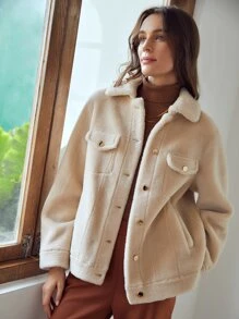 MOTF PREMIUM SHEARLING RELAXED FIT JACKET - Beige - View 3