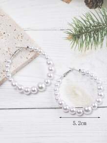 人造珍珠串珠環形耳環