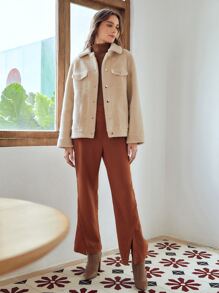 MOTF PREMIUM SHEARLING RELAXED FIT JACKET - Beige - View 5