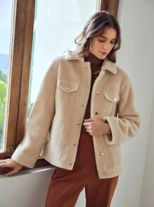 MOTF PREMIUM SHEARLING RELAXED FIT JACKET - Beige - View 7