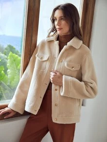 MOTF PREMIUM SHEARLING RELAXED FIT JACKET - Beige - View 8