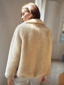 MOTF PREMIUM STRAIGHT FIT TEDDY JACKET - Khaki - View 2