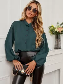 雙口袋燈籠袖襯衫