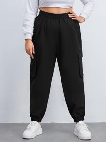 SHEIN EZwear Plus Flap Pocket Cargo Pants