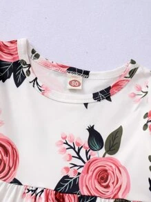 SHEIN 年輕女孩花卉印花荷葉邊上衣與破洞牛仔褲 - 彩色 - 查看 6