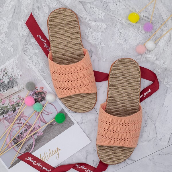 

Minimalist Knit Slip On Slides, Dusty pink