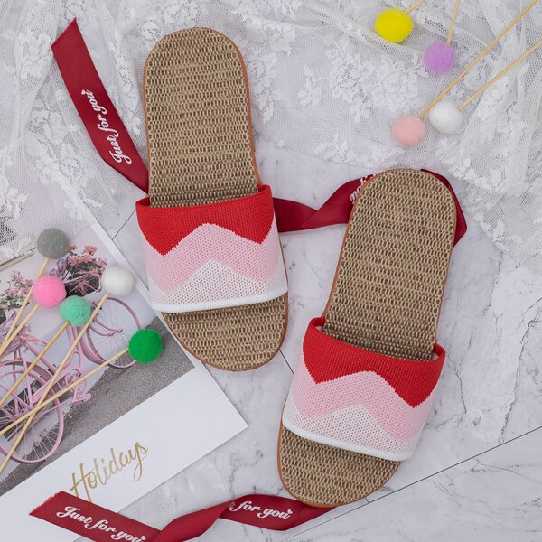 

Colorblock Espadrille Slides, Multicolor