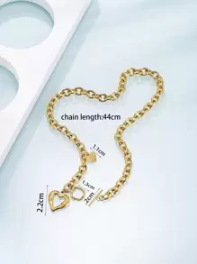 1 件优雅法式宫廷风格心形 OT 扣甜心吊坠婚礼项链女士新娘饰品珠宝情人节、妈妈、母亲、母亲节、礼物 - 金黃色 - 查看 3