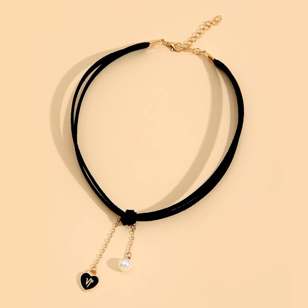 

Capricorn Heart Charm Necklace, Black