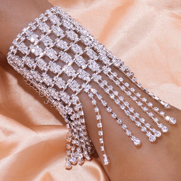 

Rhinestone Tassel Bracelet, Silver