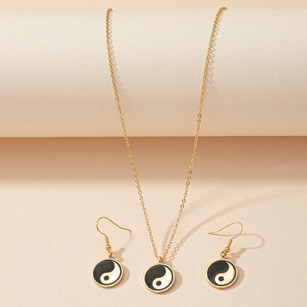 

3pcs Yin & Yang Pendant Jewelry Set, Multicolor