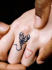 1 hoja Plantilla de tatuaje araña patrón - Negro - Ver 2