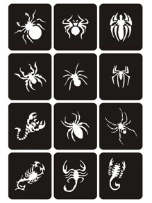 1 hoja Plantilla de tatuaje araña patrón - Negro - Ver 3