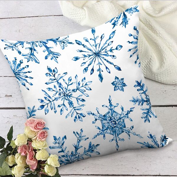 

Snowflake Print Cushion Cover Without Filler, Multicolor
