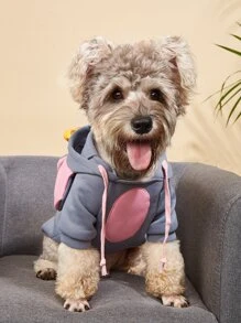 Ear Detail Pet Hoodie - Grey - View 3