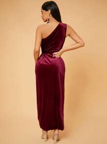 SHEIN SXY Đầm Thắt lưng Trọn gói màu trơn Hấp dẫn - Màu Đỏ Sâu - Xem 2