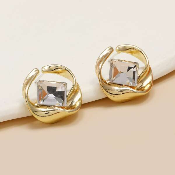 

Rhinestone Detail Stud Earrings, Multicolor