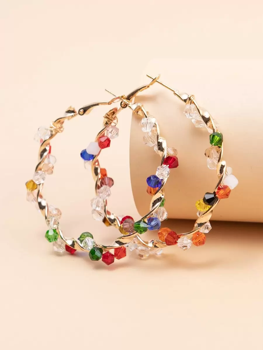 Hoa tai vòng trang trí hạt - Nhiều màu - Xem 1