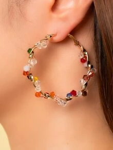 Hoa tai vòng trang trí hạt - Nhiều màu - Xem 3