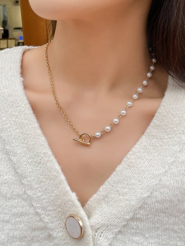 DAZY Faux Pearl Decor Necklace SHEIN USA