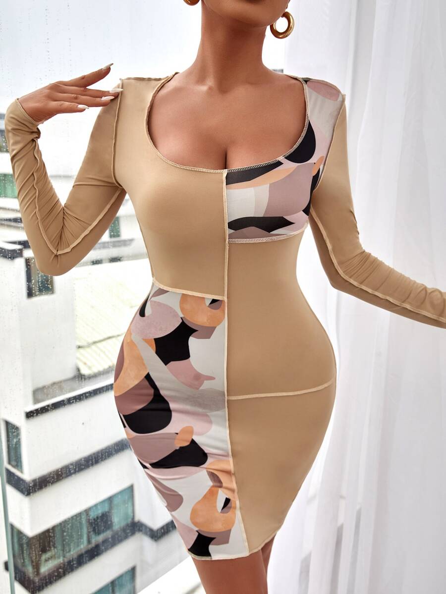 SHEIN Lady Đầm Khối Màu Thanh lịch - Nhiều màu - Xem 1