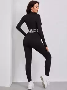 Mulvari Letter Graphic Crop Jacket & Leggings - Black - View 2