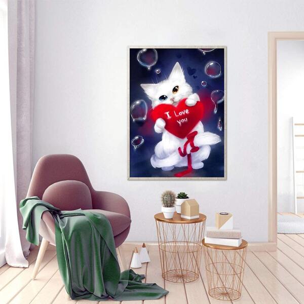 

Cat Print DIY Diamond Unframed Painting, Multicolor