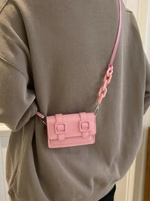 Bolso cuadrado mini solapa rosado - Rosa - Ver 6