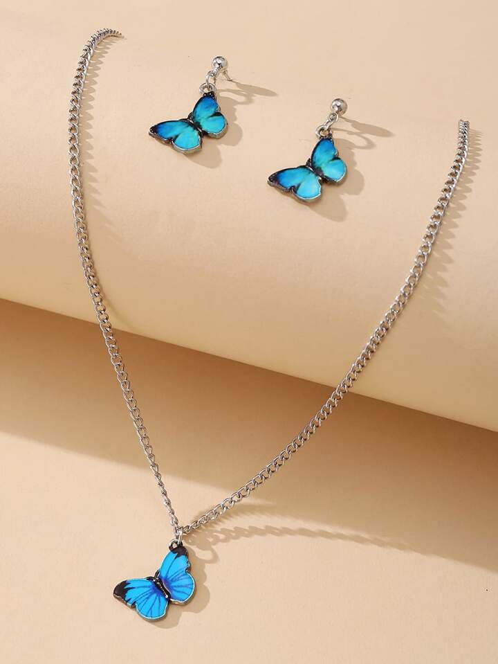 Simple Butterfly Earrings And Necklace Pinapes Butterfly Earrings
