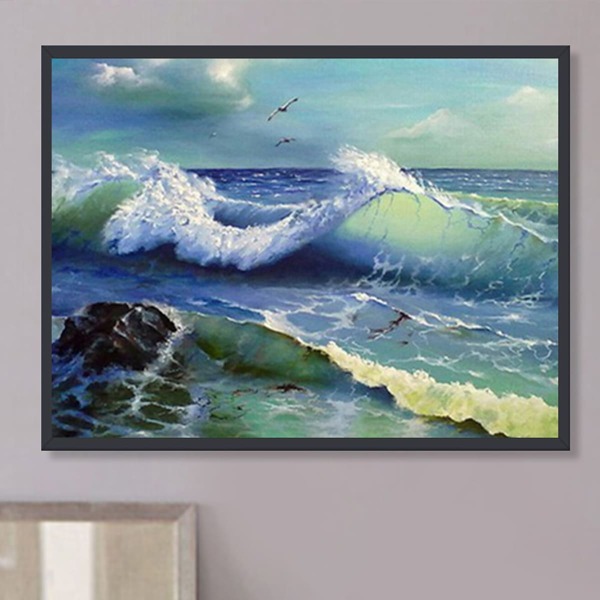 

Wave Print DIY Diamond Unframed Painting, Multicolor