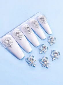 10 件心形美甲装饰 - 銀色 - 查看 1